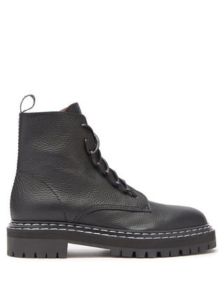 Proenza Schouler + Logo-Pull Grained-Leather Boots