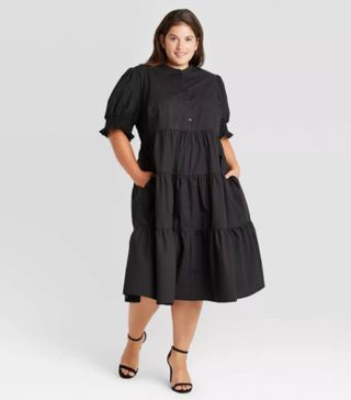 Who What Wear + Short Puff Sleeve Tiered Babydoll Dress