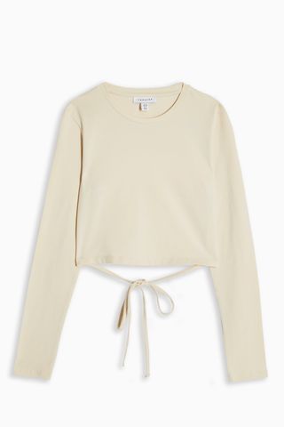 Topshop + White Open Back Long Sleeve Top