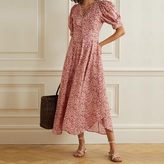 Dôen + Laurel Floral-Print Cotton-Blend Midi Dress