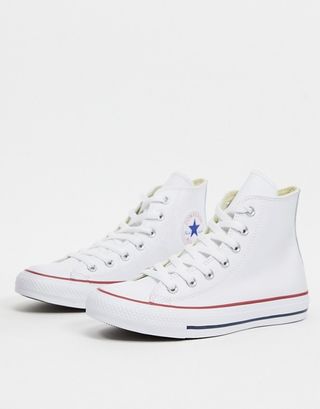 Converse + Chuck Taylor All Star Hi White Leather Trainers