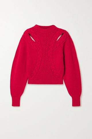 Alexander McQueen + Cutout Cable-Knit Wool and Cashmere-Blend Sweater