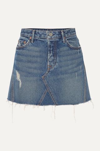 Grlfrnd + Eva Distressed Denim Mini Skirt