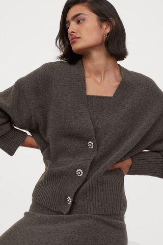 H&M + Rhinestone-Button Cardigan