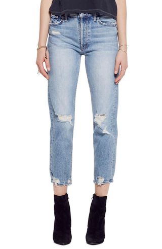 Mother + The Tomcat Ripped Crop Straight Leg Jeans