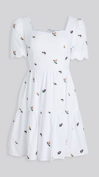 English Factory + Floral Embroidered Tiered Dress