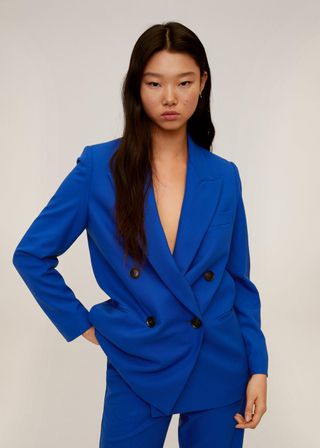 Mango + Double-Breasted Structured Blazer