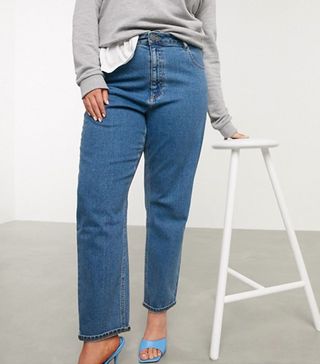 ASOS Design + Recycled High Rise Farleigh Slim Mom Jeans in Dark Wash