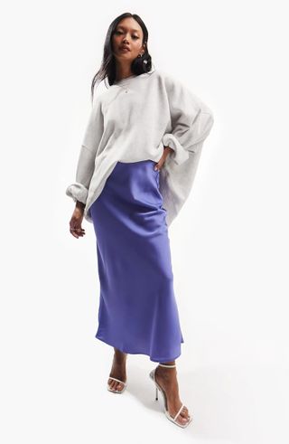 Asos Design + Bias Cut Satin Skirt