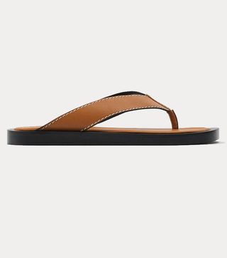 Zara + Flat Sandals With Topstitching TRF