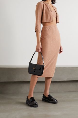 Reformation + Janice Knitted Cardigan, Camisole, and Midi Skirt Set
