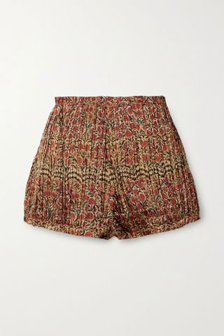 Khaite + Hilary Pleated Floral-Print Twill Shorts