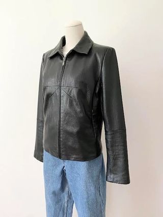 SecondVerse Vintage + Sleek Leather Jacket Vintage 1990s