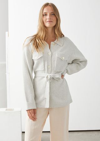 & Other Stories + Oversized Belted Shirt Cardigan