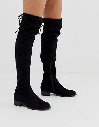 Public Desire + Elle Flat Over the Knee Boots in Black