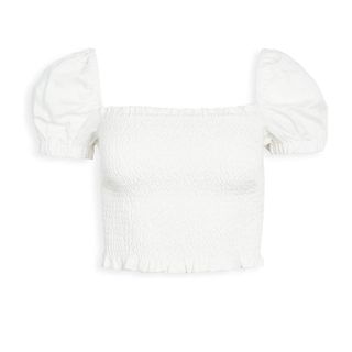 ASTR the Label + Short Sleeve Square Neck Mason Smocked Crop Top