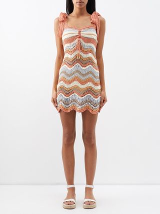 Zimmermann + Devi Wave Cotton-Crochet Mini Dress