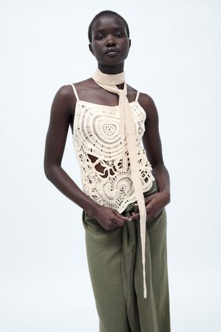 Zara + Strappy Crochet Top