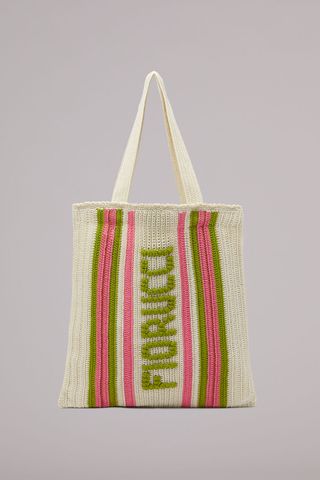Fiorucci + Logo Crochet Tote Bag White