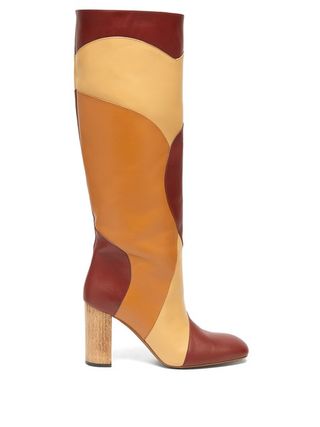 Ssōne + Tina Knee-High Patchwork-Leather Boots
