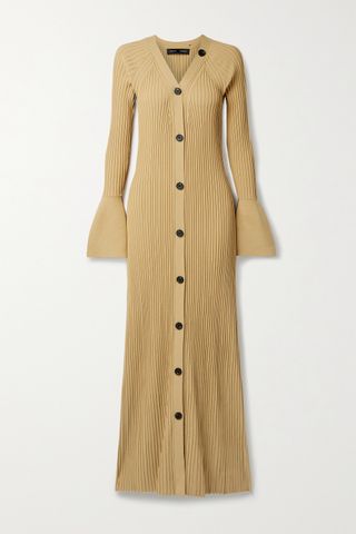 Proenza Schouler + Button-Detailed Ribbed-Knit Maxi Dress