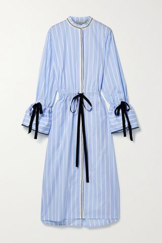 Lug Von Siga + Agatha Tie-Detailed Striped Cotton-Poplin Midi Shirt Dress