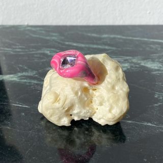 Goo Lab + Pink, White and Silver Glitter Ring With Big Light...