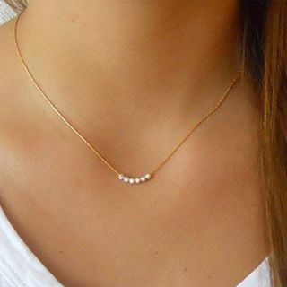 Annika Bella + Handmade Dainty Gold Filled Necklace With Silver Beads