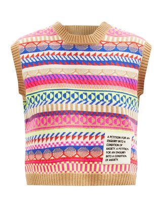 La Fetiche + Abstract-Fairisle Wool Sleeveless Sweater