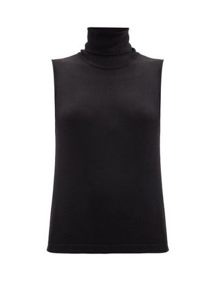 The Row + Becca Roll-Neck Sleeveless Cashmere-Blend Sweater