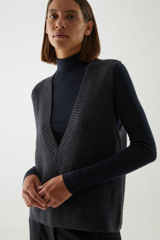 Cos + Knitted V-Neck Merino Wool Vest