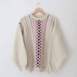 Mad Brown Knitwear + Dusty Pink Jumper Reclaimed Aran Cable Knit