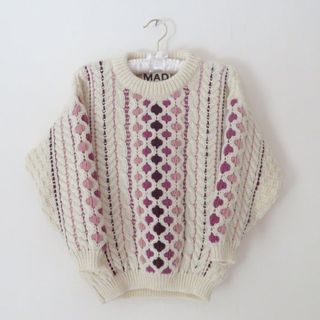 Mad Brown Knitwear + Childrens Pink and Purple Jumper Aran Cable Knit
