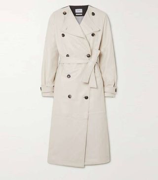 Halfboy + Belted Double-Breasted Leather Trench Coat