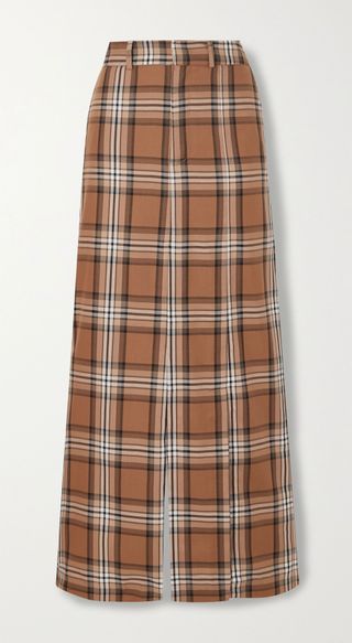 A.W.A.K.E. Mode + Checked Cotton-Twill Maxi Skirt