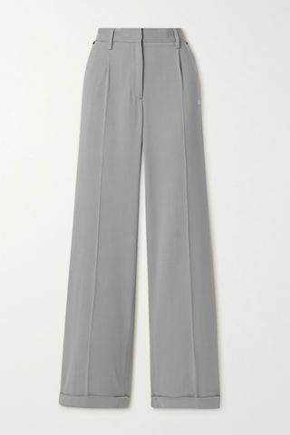Off-White + Printed Grain de Poudre Straight-Leg Pants