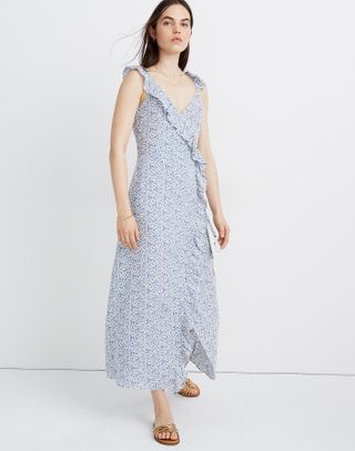 Madewell + Ruffled Wrap Maxi Dress in Americana Floral