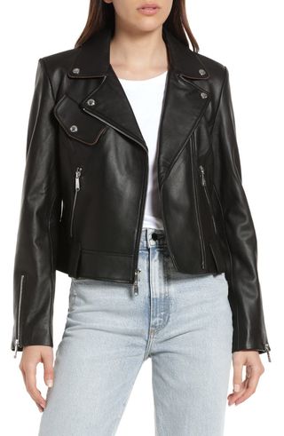 Sam Edelman + Piped Leather Moto Jacket