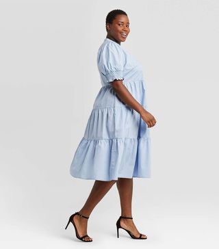 Who What Wear x Target + Puff Sleeve Tiered Babydoll Dress