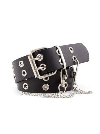Inogih + Double-Grommet-Belt Leather Punk-Waist-Belt With Chain