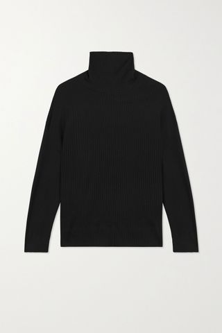 Leset + Alison Oversized Ribbed Stretch-Knit Turtleneck Sweater