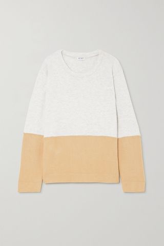 Leset + Lori Two-Tone Brushed Stretch-Knit Sweater