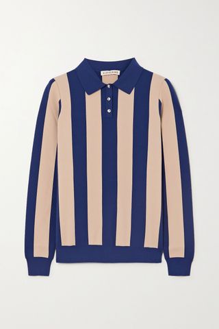 Alexachung + Striped Stretch-Jersey Polo Shirt