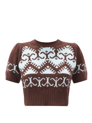 Joostricot + Norweigan-Knit Cropped Merino-Wool Blend Sweater