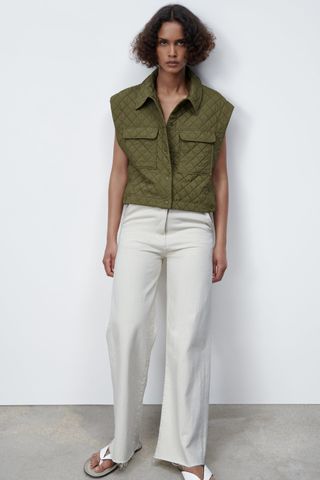 Zara + Cropped Quilted Waistcoat