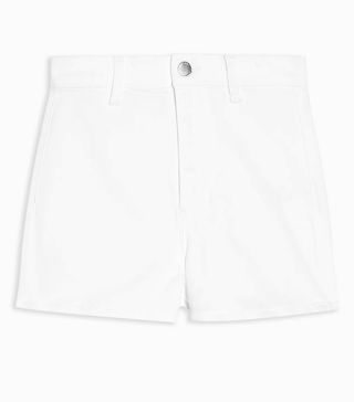 Topshop + White High Rise Joni Denim Hotpant Shorts