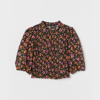 H&M + Puff-Sleeved Smocked Blouse