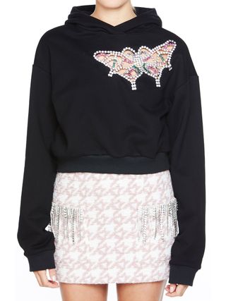Area + Crystal Cutout Butterfly Crop Hoodie