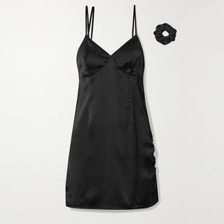 MaisonCléo + Alexandra Ruched Silk-Satin Mini Dress