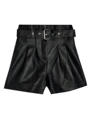 Topshop + Belted Faux Leather Shorts